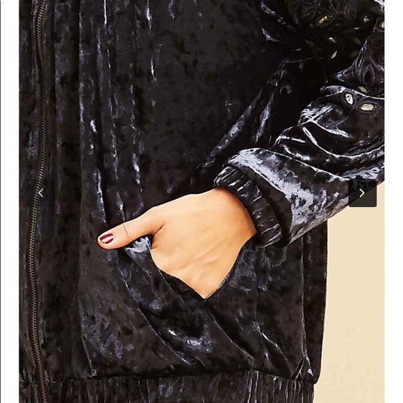 💼S-L🌳Venice Lux Velvet Bomber Jacket Floral Pop - Picture 10 of 12